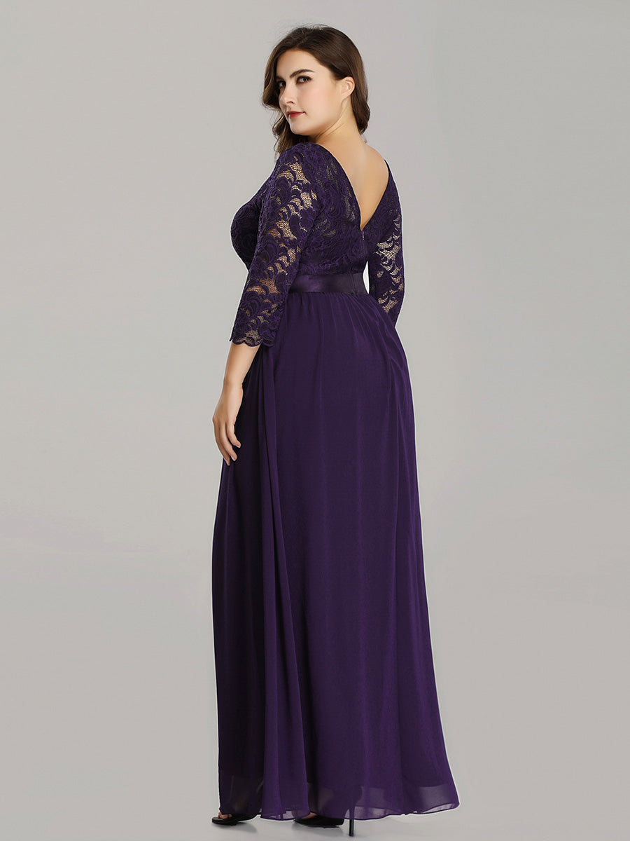 Plus Size Lace Bridesmaid Dresses with Long Lace Sleeve