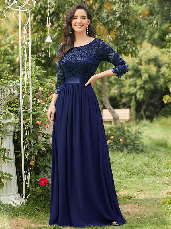 Elegant Empire Waist Bridesmaid Dresses with Long Lace Sleeve Luxurious Weddings