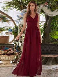 Double V-Neck Elegant Maxi Long Evening Dresses Luxurious Weddings