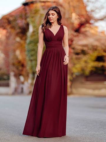 Double V-Neck Elegant Maxi Long Evening Dresses Luxurious Weddings