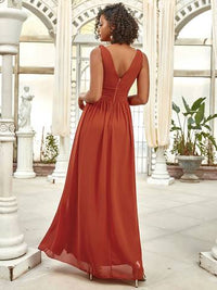 Double V-Neck Elegant Maxi Long Evening Dresses Luxurious Weddings