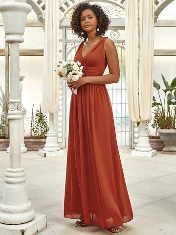 Double V-Neck Elegant Maxi Long Evening Dresses Luxurious Weddings