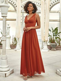 Double V-Neck Elegant Maxi Long Evening Dresses Luxurious Weddings