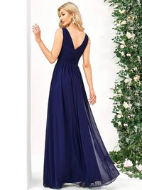 Double V-Neck Elegant Maxi Long Evening Dresses Luxurious Weddings