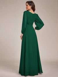 Round Neck Bridesmaid Dresses with Long Lantern Sleeves Luxurious Weddings