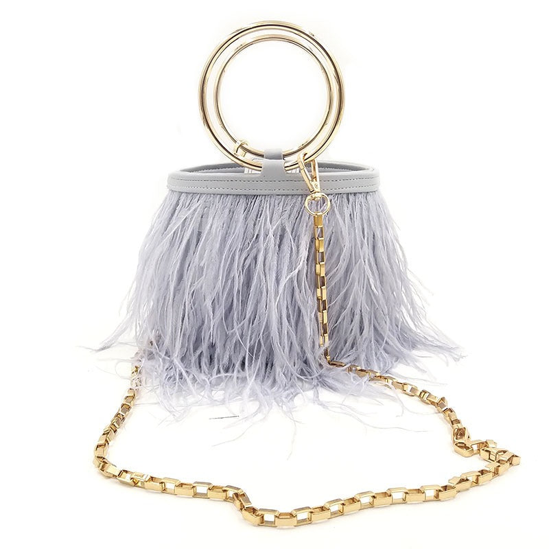 portable chain bag imported ostrich feather Handbags Luxurious Weddings