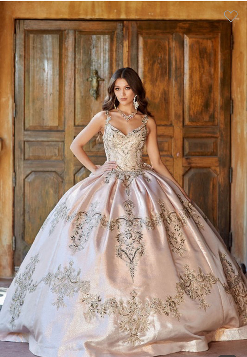 Enchanting V-Neck Rosegold Quinceanella Quinceanella Gown Luxurious Weddings