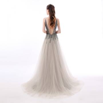 Natalie Side Split Backless Gown Luxurious Weddings