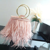 portable chain bag imported ostrich feather Handbags Luxurious Weddings