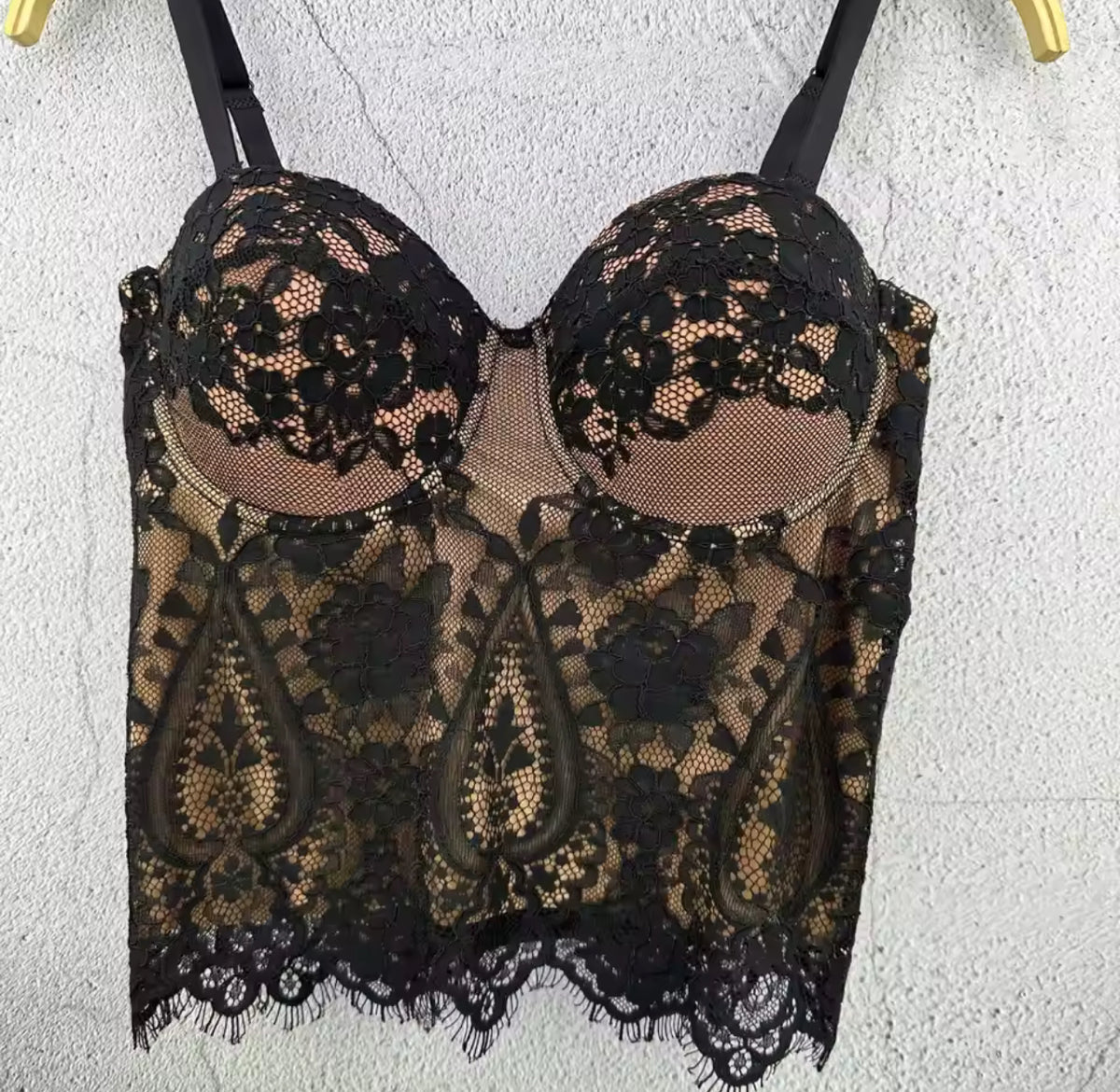 Long Black Lace Bustier