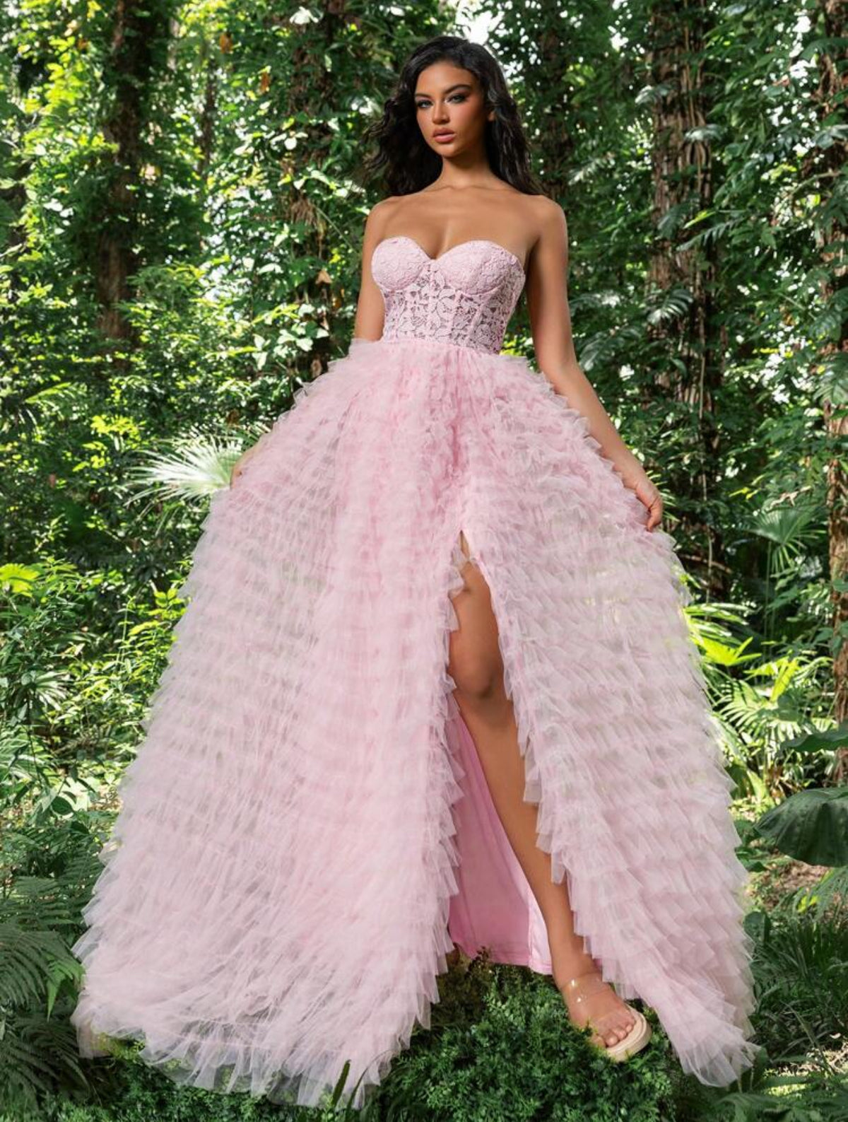 Pink Ruffle Gown Luxurious Weddings