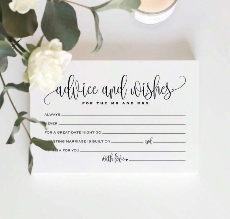 Wedding Advice Cards for Guests Luxurious Weddings