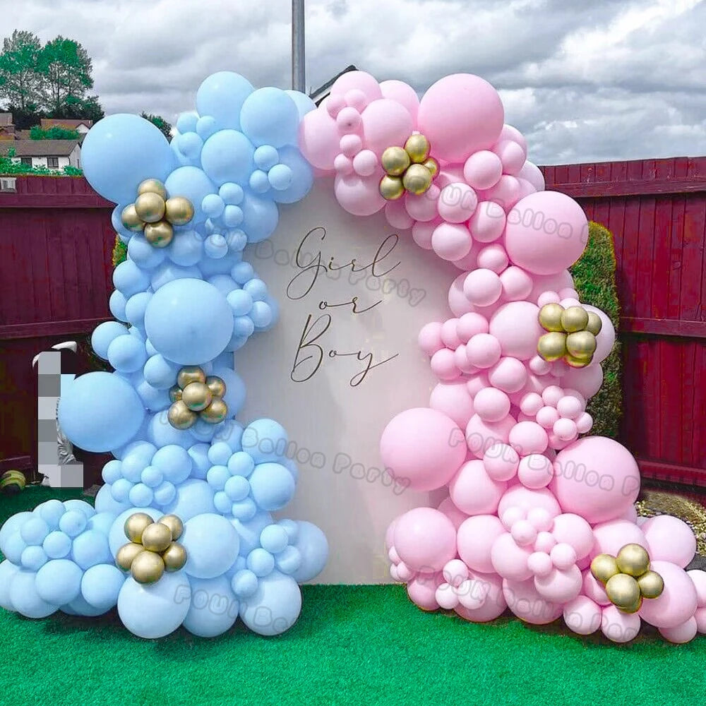 Gender Reveal Balloons Garland Arch Kit Boy or Girl Baby Shower Balloon Pink Blue Gold Ballon Birthday Party Wedding Decoration Balloon Garlands