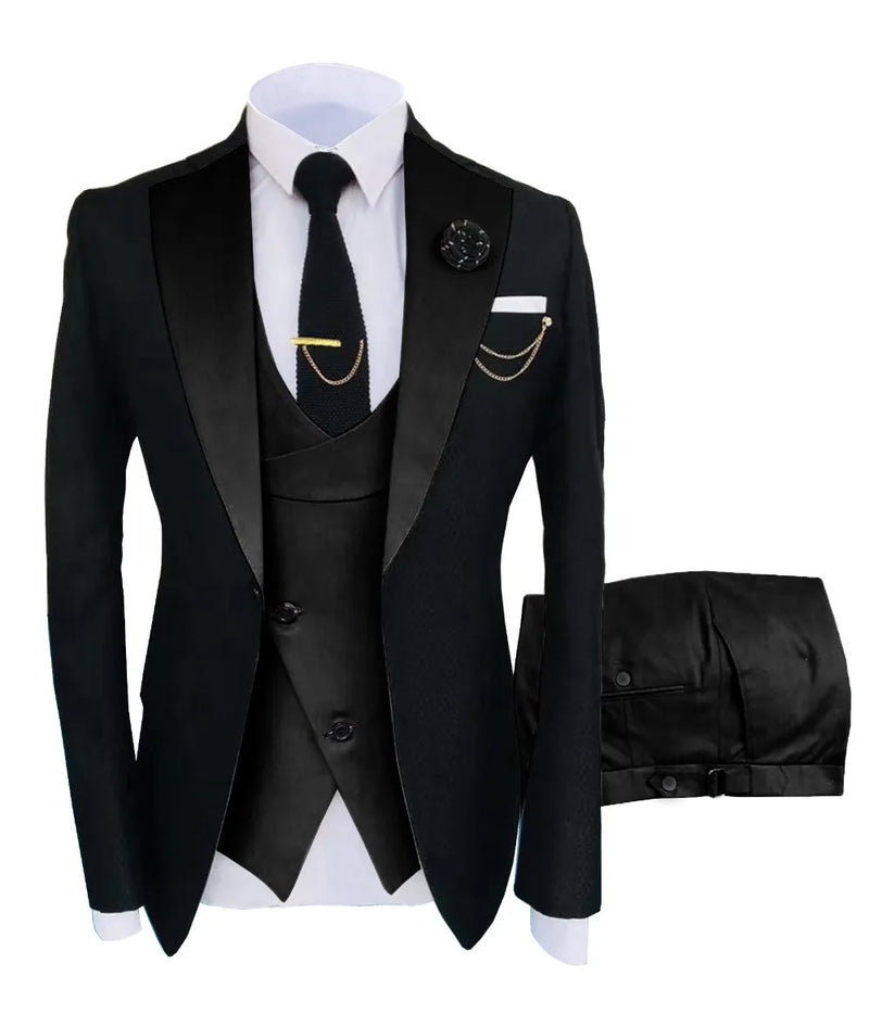 Groomsmen 3pc Regular Fit Tuxedo | Black tuxedo Luxurious Weddings