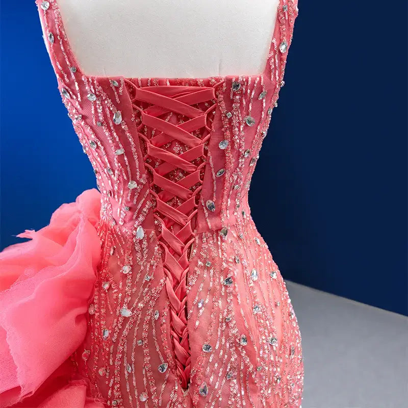 Pink Party Sexy Sequins Prom Mermaid Evening Dresses Evening Gown Luxurious Weddings