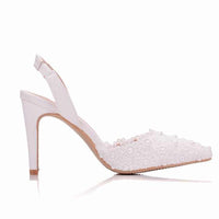 Pearl White Lace Wedding Shoes High Heels Luxurious Weddings