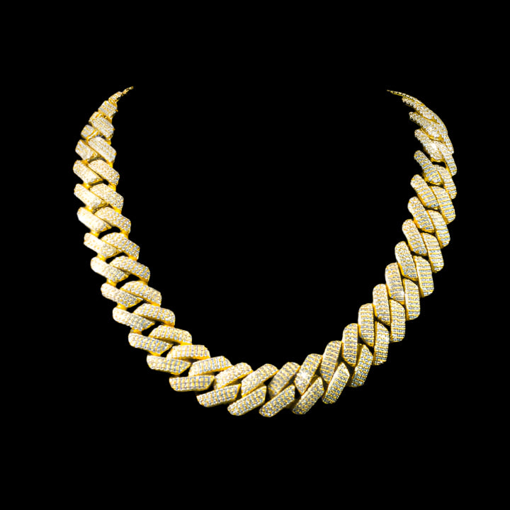 14MM VVS Gold Diamond Cuban Chain Mens Necklace Luxurious Weddings