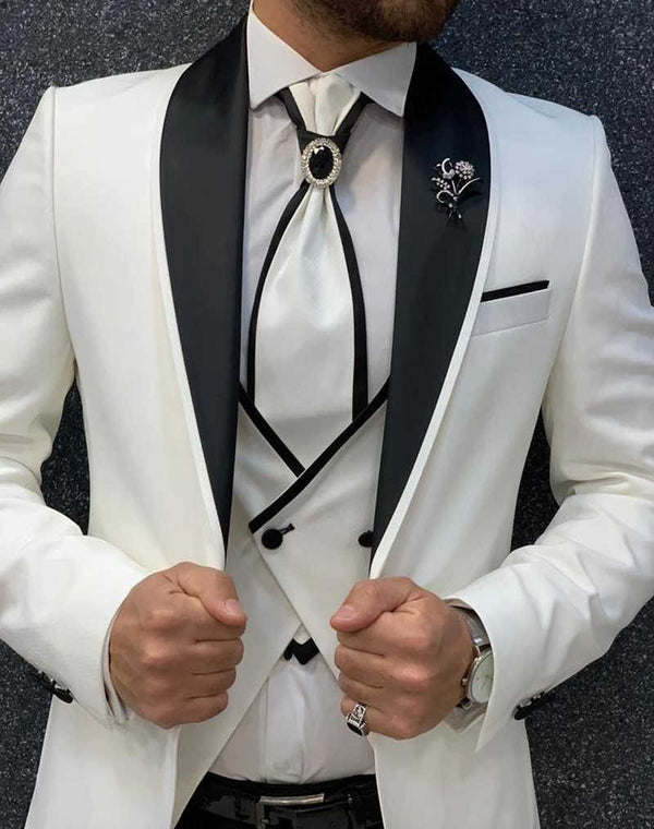 White and Black Wedding Suits Men's Suits Luxurious Weddings