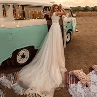Boho Wedding Dress V-Neck A-Line Wedding dress Luxurious Weddings