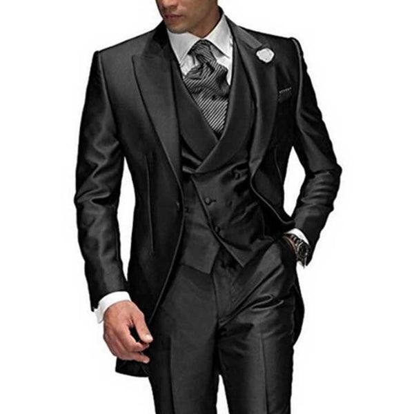 Classic Black Slim Fit 3-Piece Groom Tuxedo Men's Suits Luxurious Weddings