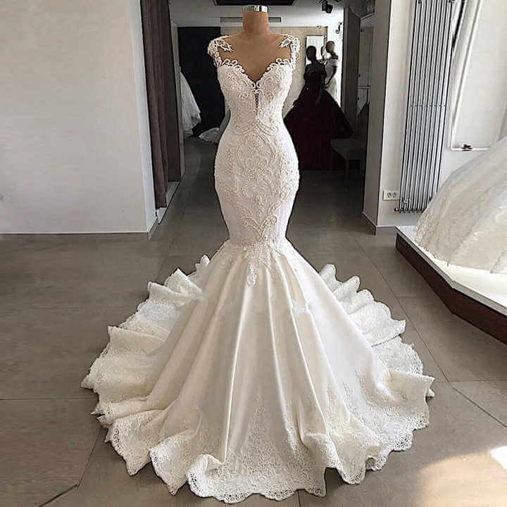 Mermaid Wedding Dress with Pearls Wedding Dress Luxurious Weddings