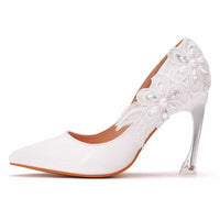 Elegant Lace Pointed Toe Wedding Pumps High Heels Luxurious Weddings