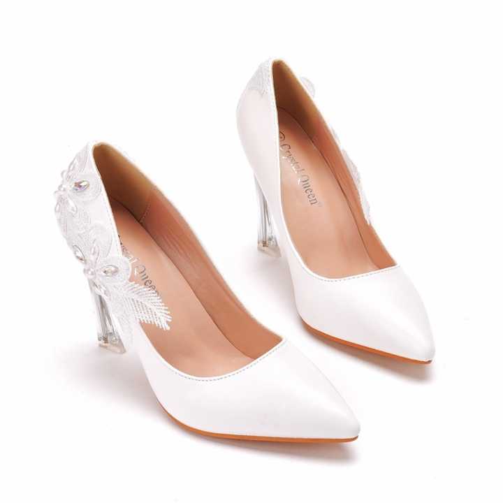 Elegant Lace Pointed Toe Wedding Pumps High Heels Luxurious Weddings