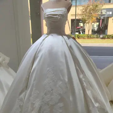 Satin Tube Top with A-Line Silhouette Bohemian Style Wedding Dress Wedding Dresses Luxurious Weddings