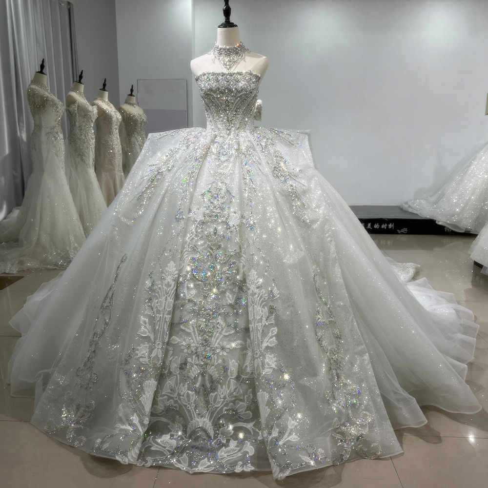 Elegant Beaded Lace Ball Gown Wedding Dress Wedding Dress Luxurious Weddings