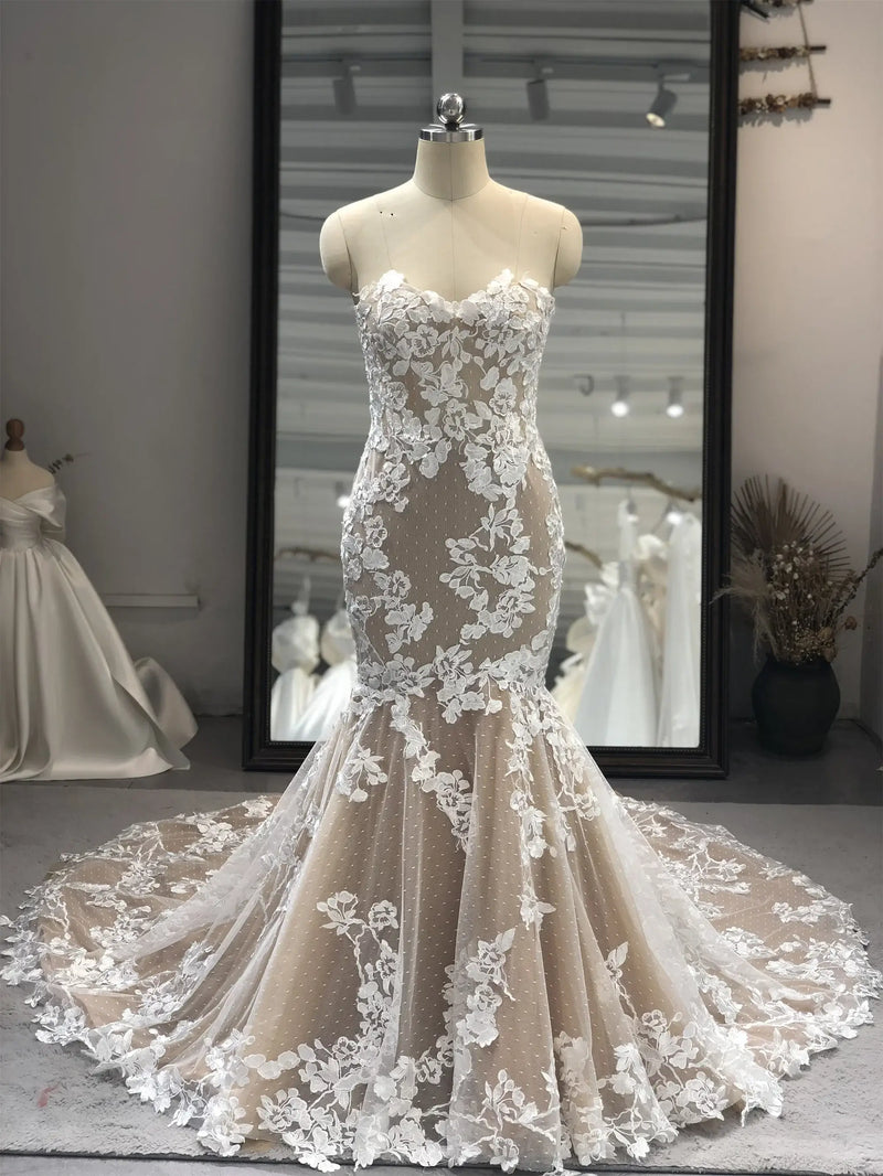 Mermaid Lace Double Sided Embroidered Plus Size Wedding Dress Wedding Dress Luxurious Weddings