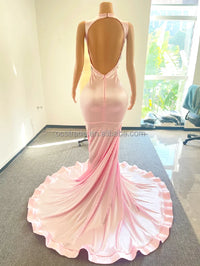 Luxury Custom Rhinestone Crystal Pink Formal Dress Luxurious Weddings