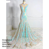 Custom Sparkly Evening Dresses Sequin Trumpet Long Train Prom Dress Luxurious Weddings