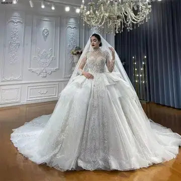 Bead Pearl Sequined Princess Wedding Gown Wedding Dresses Luxurious Weddings