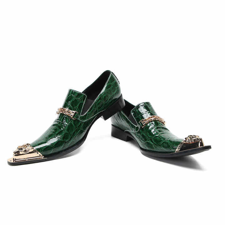 Men's Hombre Crocodile Skin Leather Oxford Shoes | Green Oxford Shoes Luxurious Weddings