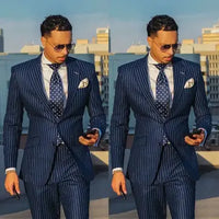 2PC/3PC Mens Suit with Pants Striped Luxurious Weddings