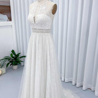 Boho Halter Sleeveless A-Line Wedding Dress Boho Wedding Dress Luxurious Weddings