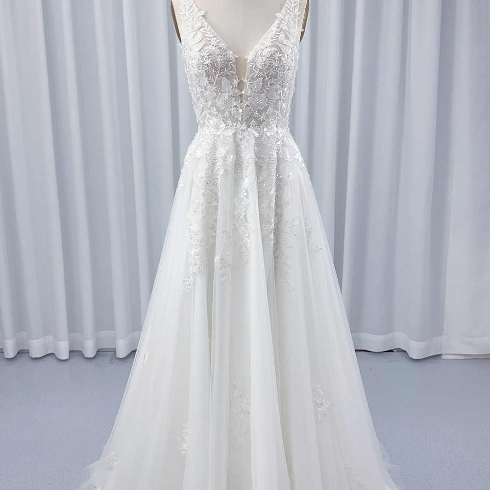 Bohemian Lace Sequin Wedding Dress