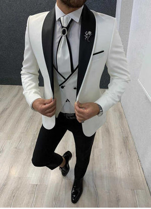 White and Black Wedding Suits Men's Suits Luxurious Weddings