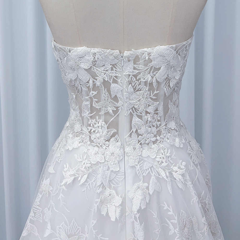 Boho Sweetheart Lace A-Line Wedding Dress