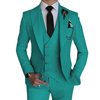 Green Men's Solid Colour Suit Men's Suits Luxurious Weddings