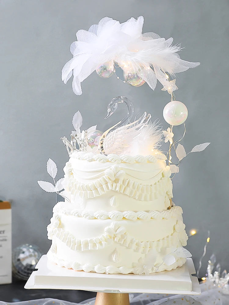 Crystal Swan Cake Topper CAKE TOPPERS Luxurious Weddings