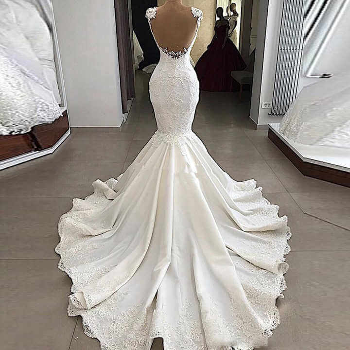 Mermaid Wedding Dress with Pearls Wedding Dress Luxurious Weddings