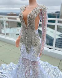 White Sequin Silver Rhinestone Prom Dress Ball Gown Luxurious Weddings Bridesmaid Dresses, Evening Dresses, Cocktail Dresses, Maxi Dresses, Summer Dresses, Dinner Dress, Special Occasion Dress, Custom Dress, Made-to-Order Dresses, Wedding Dresses, Bridal