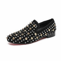 Men's Rivet Spike Luxury Loafers | Black Loafers Luxurious Weddings