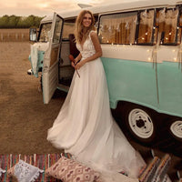 Boho Wedding Dress V-Neck A-Line Wedding dress Luxurious Weddings