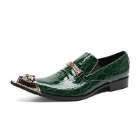 Men's Hombre Crocodile Skin Leather Oxford Shoes | Green Oxford Shoes Luxurious Weddings