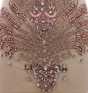 Luxury Custom Rhinestone Crystal Pink Formal Dress Luxurious Weddings