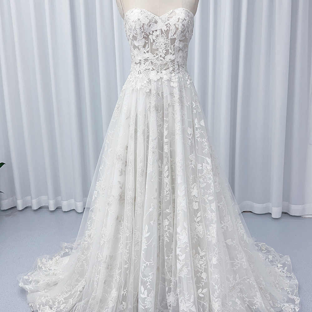 Boho Sweetheart Lace A-Line Wedding Dress