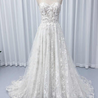 Boho Sweetheart Lace A-Line Wedding Dress Boho Wedding Dress Luxurious Weddings