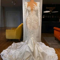 Luxury High-End Custom Princess Pearl Tube Top, Big Tail Wedding Dresses Luxurious Weddings